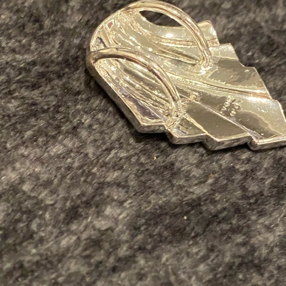 Vintage Avon Art Deco Style Scarf Slide Silver Tone Metal Black Rhinestones - Picture 5 of 6